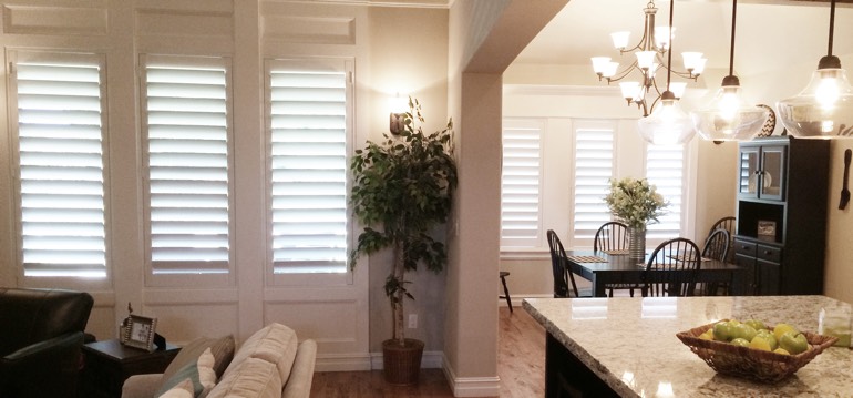 Phoenix shutters in kitchen and family room